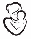 Mom and baby icon. Heart, outline.