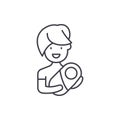 Mom with baby line icon concept. Mom with baby vector linear illustration, symbol, sign Royalty Free Stock Photo