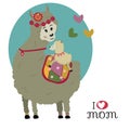 I love mom. Mama Llama and baby Llama. - Vector