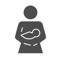 Mom and baby solid icon, maternity concept, Mother holding baby with her arms vector sign on white background, Breast Royalty Free Stock Photo