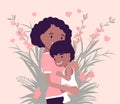 Mom, baby son, female health in happy black family