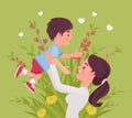 Mom and baby son, female health in happy family