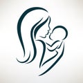 Mom and baby stylized vector symbol