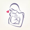 Mom and baby stylized vector symbol Royalty Free Stock Photo