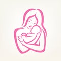 Mom and baby stylized vector symbol Royalty Free Stock Photo