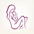 Mom and baby stylized vector symbol Royalty Free Stock Photo