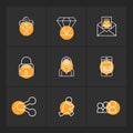 mom , balloons , daimond , letter, smart phone ,lock , gear ,share ,setting, run , people, eps icons set vector Royalty Free Stock Photo