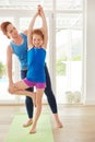 Mom is the best yoga teacher. a mother and daughter doing yoga together in the living room.