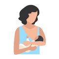 Mom breastfeeds the baby