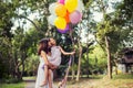 Mom carrying his daughter with nature and sunlight, enjoyment family Royalty Free Stock Photo