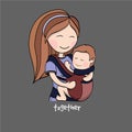 Mom with a child in a baby carrier Royalty Free Stock Photo