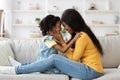 Mom And Child. Happy Black Mother And Little Daughter Bonding At Home Royalty Free Stock Photo