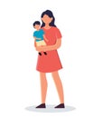 mom and child isolated vector illustration