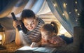 Mom and child reading book