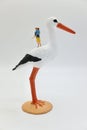 mom with child and a stork miniature figurines