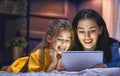 Mom and child with tablet Royalty Free Stock Photo