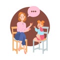 Mom Comforting Crying Little Child with Pinky Promise Gesture Supporting and Talking Vector Illustration Royalty Free Stock Photo