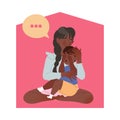 Mom Comforting Crying Little Child Supporting and Talking to Him Vector Illustration Royalty Free Stock Photo