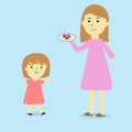 A Mother Bring Cupcake And Want to Give Her Daugther