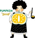 Mom is cooking the homemade recipe of pumpkin soup