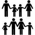 Mom dad boy girl family holding hands symbols