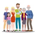 Mom and dad, children and their grandparents Royalty Free Stock Photo