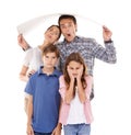 Mom..Dad..stop, youre embarrassing us. Studio shotwo children looking embarrassed by their parents. Royalty Free Stock Photo