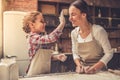 Mom and daughter baking Royalty Free Stock Photo