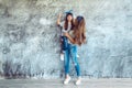 Mom with daughter in family look Royalty Free Stock Photo