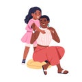 Mom and daughter hugging. Happy African-American mother and little girl. Black woman and kid. Child embracing parent Royalty Free Stock Photo