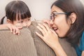 Mom and daughter play hide and seek