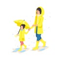 Mom and daughter in raincoats