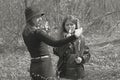 Mom and daughter in the woods