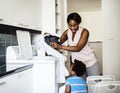 Mom doing the laundry concept