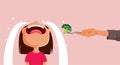 Toddler Girl Crying Refusing to Eat Broccoli Vector Cartoon Illustration Royalty Free Stock Photo
