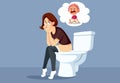 Mother on the Toilet Hearing her Baby Crying Vector Funny Illustration