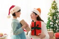 Mom and her daughter girl exchanging gifts Royalty Free Stock Photo