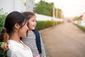 Mom and her daughter smiling together after going home from school. Love and daycare concept. Happy family and Home sweet home