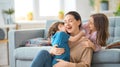 Mom and her daughters are playing Royalty Free Stock Photo