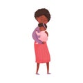 Mom and Her Kid Vector Illustration. Young Mother Holding Her Baby in Arms and Embracing