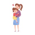 Mom and Her Kid Vector Illustration. Young Mother Holding Her Baby in Arms and Embracing Royalty Free Stock Photo