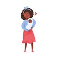 Mom and Her Kid Vector Illustration. Young Mother Holding Her Baby in Arms and Embracing Royalty Free Stock Photo