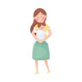 Mom and Her Kid Vector Illustration. Young Mother Holding Her Baby in Arms and Embracing Royalty Free Stock Photo