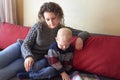 Mom with her little son is reading a book Royalty Free Stock Photo