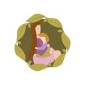 Mom hugs daughter, parenting relationship, illustration in flat style