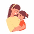 Mom hugs daughter, young woman and little girl embrace, smiling parent, happy motherhood, mother day Royalty Free Stock Photo