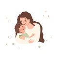 Mom hugs her son. Happy family day. The mother loves the child, brings up and cares. International mothers day. Cute