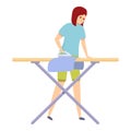 Mom ironing board icon cartoon vector. Woman housewife