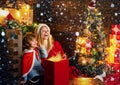 Mom and kid play together christmas eve. Family holiday. Happy family. My dear baby santa. Mother and little child boy Royalty Free Stock Photo