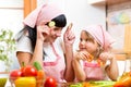 Mom and kid preparing healthy food Royalty Free Stock Photo